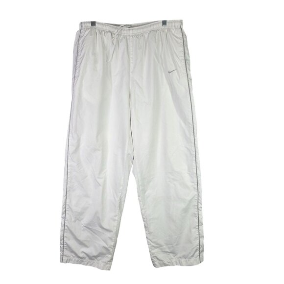 Mens Nike White Track Pants Side Zippers & Elastic Waistband Polyester Size XXL - Picture 1 of 12